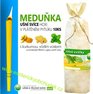 UŠNÍ svíce HOXI v plátěném pytlíku 10 ks - MEDUŇKA