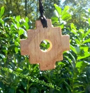 CHACANA (ANDSKÝ KŘÍŽ) - PALO SANTO - symbol ručně vyřezaný přívěsek na šňůrce